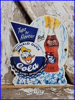 Vintage Walt Disney Cola Porcelain Sign Duck Soda Soft Drink Beverage Pop Diecut