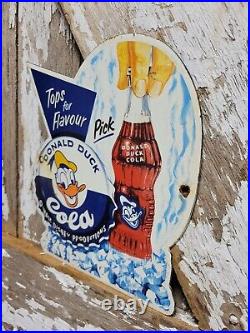 Vintage Walt Disney Cola Porcelain Sign Duck Soda Soft Drink Beverage Pop Diecut