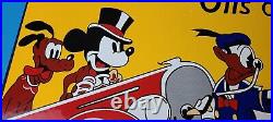 Vintage Walt Disney Porcelain Mickey Mouse Sunoco Gasoline Very Large Pump Sign