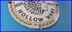 Vintage Wapak Hollow Ware Gasoline Porcelain Indian Chief Gas Service Pump Sign