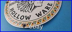 Vintage Wapak Hollow Ware Gasoline Porcelain Indian Chief Gas Service Pump Sign