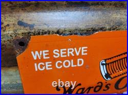 Vintage Ward's Orange Crush Porcelain Sign Old Soda Cola Beverage Advertising
