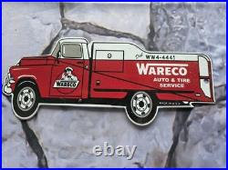 Vintage Wareco Auto And Tire Service Porcelain Sign 12×5