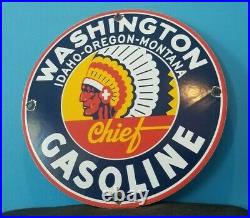 Vintage Washington Gasoline Porcelain Gas Oil Service Station Pump Plate Ad Sign