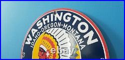 Vintage Washington Gasoline Porcelain Gas Oil Service Station Pump Plate Ad Sign