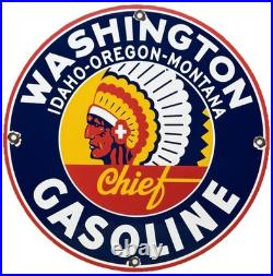 Vintage Washington Gasoline Porcelain Sign, Gas Station, Pump Plate, Motor Oil