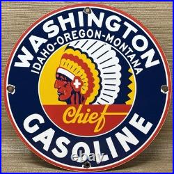 Vintage Washington Gasoline Porcelain Sign, Gas Station, Pump Plate, Motor Oil