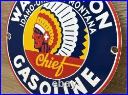 Vintage Washington Gasoline Porcelain Sign, Gas Station, Pump Plate, Motor Oil