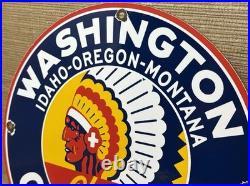 Vintage Washington Gasoline Porcelain Sign, Gas Station, Pump Plate, Motor Oil