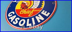 Vintage Washington Gasoline Sign Indian Chief Gas Porcelain Service Pump Sign