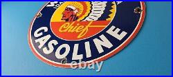 Vintage Washington Gasoline Sign Indian Chief Gas Porcelain Service Pump Sign