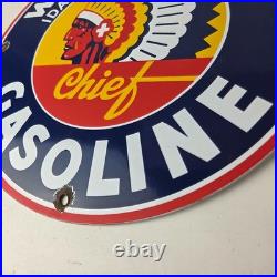 Vintage Washington Gasoline Sign Indian Chief Gas Porcelain Service Pump Sign