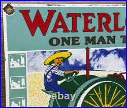 Vintage Waterloo Boy Tractors Porcelain Sign Gas Station Pump Plate Dealership