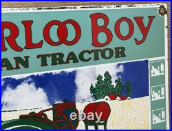 Vintage Waterloo Boy Tractors Porcelain Sign Gas Station Pump Plate Dealership