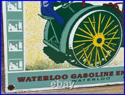 Vintage Waterloo Boy Tractors Porcelain Sign Gas Station Pump Plate Dealership