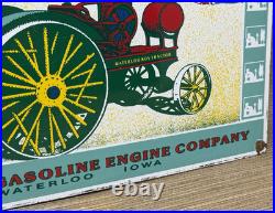 Vintage Waterloo Boy Tractors Porcelain Sign Gas Station Pump Plate Dealership