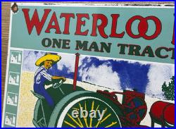 Vintage Waterloo Boy Tractors Porcelain Sign Gas Station Pump Plate Dealership