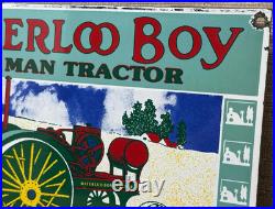 Vintage Waterloo Boy Tractors Porcelain Sign Gas Station Pump Plate Dealership