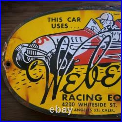 Vintage Weber Racing Equipment Porcelain Sign Los Angeles California Dealer Sign