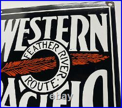 Vintage Western Pacific Railroad Porcelain Sign Gas Oil Union Pacific Zephyr Rr