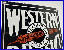 Vintage Western Pacific Railroad Porcelain Sign Gas Oil Union Pacific Zephyr Rr