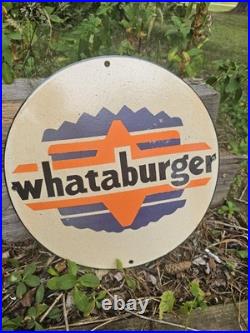 Vintage Whataburger Porcelain Sign Nice Rare Early Made Logo