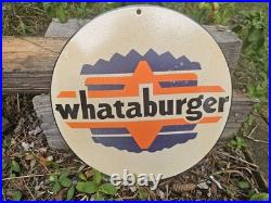 Vintage Whataburger Porcelain Sign Nice Rare Early Made Logo