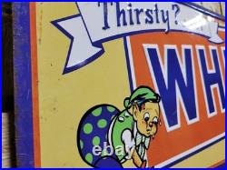Vintage Whistle Sign Old Metal Tin Tacker Soda Cola Pop Beverage Drink Food 27