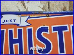 Vintage Whistle Sign Old Metal Tin Tacker Soda Cola Pop Beverage Drink Food 27