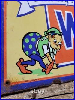 Vintage Whistle Sign Old Metal Tin Tacker Soda Cola Pop Beverage Drink Food 27