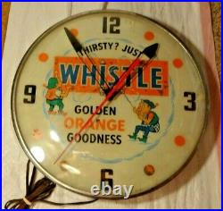 Vintage Whistle advertising clock sign-rare version with 2 elves