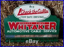Vintage Whitaker Display Sign Rack Service Gas Station Automotive Cable Service