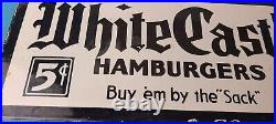 Vintage White Castle Fast Food Burgers Diner Drive Thru Gas Porcelain Pump Sign