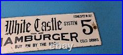 Vintage White Castle Porcelain Fast Food Burgers Diner Drive Thru Gas Pump Sign
