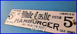 Vintage White Castle Porcelain Fast Food Burgers Diner Drive Thru Gas Pump Sign