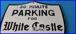 Vintage White Castle Porcelain Food Hamburger Restaurant Customer Parking Sign