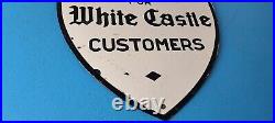 Vintage White Castle Porcelain Food Hamburger Restaurant Customer Parking Sign