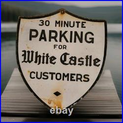 Vintage White Castle Porcelain Sign Buy Them By Sack Hamburger Krystal 12 X 10
