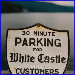 Vintage White Castle Porcelain Sign Buy Them By Sack Hamburger Krystal 12 X 10