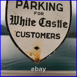 Vintage White Castle Porcelain Sign Buy Them By Sack Hamburger Krystal 12 X 10