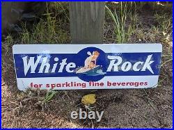 Vintage White Rock Porcelain Metal Gas Pump Sign Soda Cola
