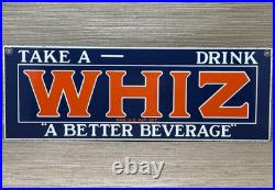 Vintage Whiz Cola Porcelain Sign Gas Station Soda Pop Sprite Coca Pepsi Dew