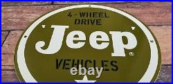 Vintage Willy's Jeep Porcelain 4 Wheel Drive Service Dealership Gas Pump Sign
