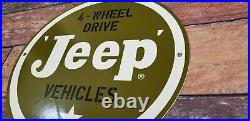 Vintage Willy's Jeep Porcelain 4 Wheel Drive Service Dealership Gas Pump Sign