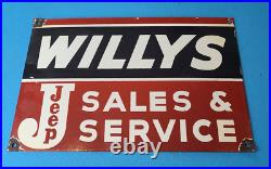 Vintage Willy's Jeep Porcelain Gas Sales & Service Authorized Dealer 12 Ad Sign