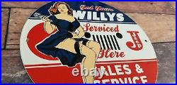 Vintage Willy's Jeep Porcelain Gas Service Station Make An Offer Wrangler Sign