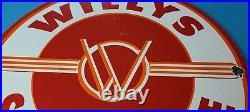 Vintage Willy's Porcelain Gas Oil Jeep Overland Service Dealership Sales Sign