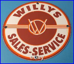 Vintage Willys Jeep Vehicles Sign Army Gas Pump Porcelain Sign