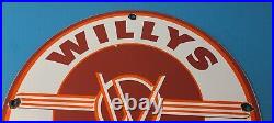 Vintage Willys Jeep Vehicles Sign Army Gas Pump Porcelain Sign