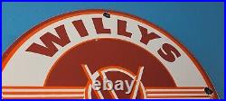 Vintage Willys Jeep Vehicles Sign Army Gas Pump Porcelain Sign